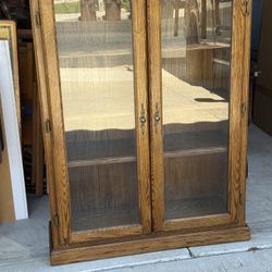 Oak Book Case, Glass Doors 