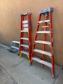 3 new ladders commercial 2 orange $150 each and 1 for drywall $125