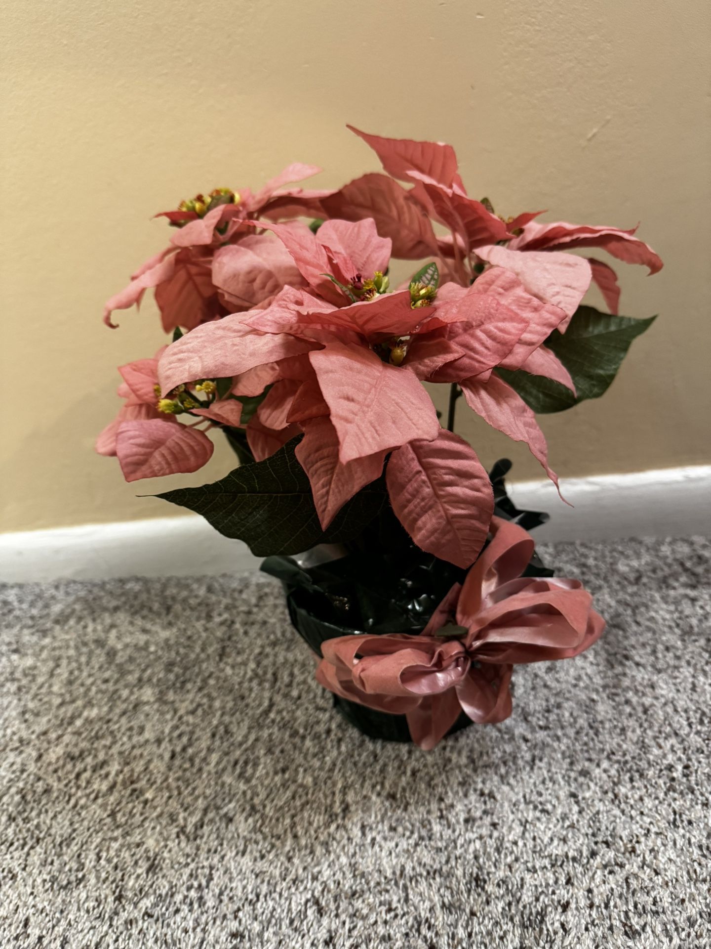 One Artificial 13” Pink Poinsettia Plant