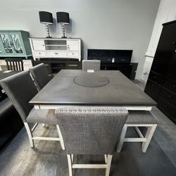 6pc Counter Height Dining Set w/ Lazy Susan