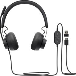 Logitech Zone Wired Noise Cancelling Headset, Certified for Microsoft Teams with advanced noise-canceling mic technology for open office environments,