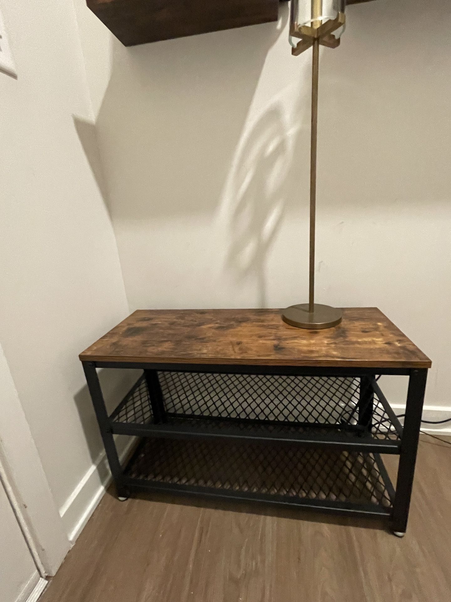 x2 Industrial Style Black Steel Cage + Wood Top Low Media Storage Cabinets