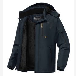 Men's Winter Ski Jacket Warm Waterproof Snow Coat Fleece Lined Snowboard Jackets -Size large