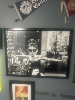 Framed Black and White Audrey Hepburn photo