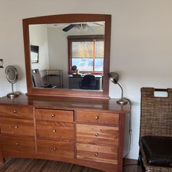 Solid wood dresser with mirror