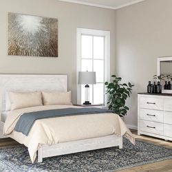 Gerridan White/Gray Panel Bedroom Set ( Queen, king, twin, full bedroom set - bed frame- tall dresser, nightstand and chest, mattress options