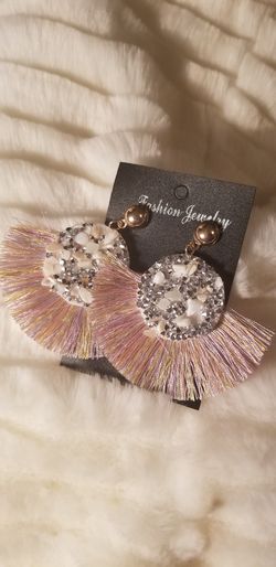 Multicolored rhinestone tassel earrings