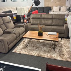 Limited Time Offer🤑Beautiful Light Brown Reclining Sofa&Loveseat Available Crazy Deal Only $799