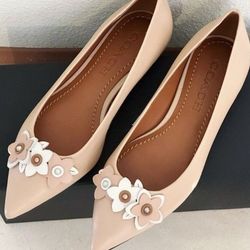 Coach Floral Applique Leather Flats