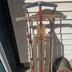 Vintage Flexible Flyer metal sleds 