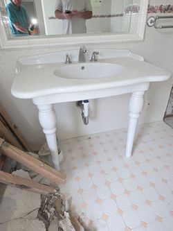 Bathroom Sink Console 2 Legs Elegant White with or without faucet