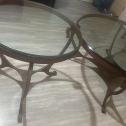 Round Glass-Top Table & Coffee Table 