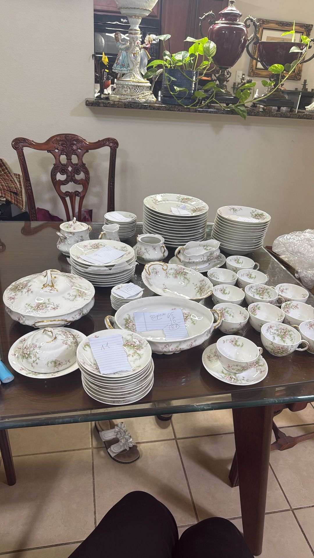 87 Pieces Set Haviland Limoges France Dinner set Partial