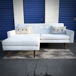 White Mid Century Modern Sectional Sofa