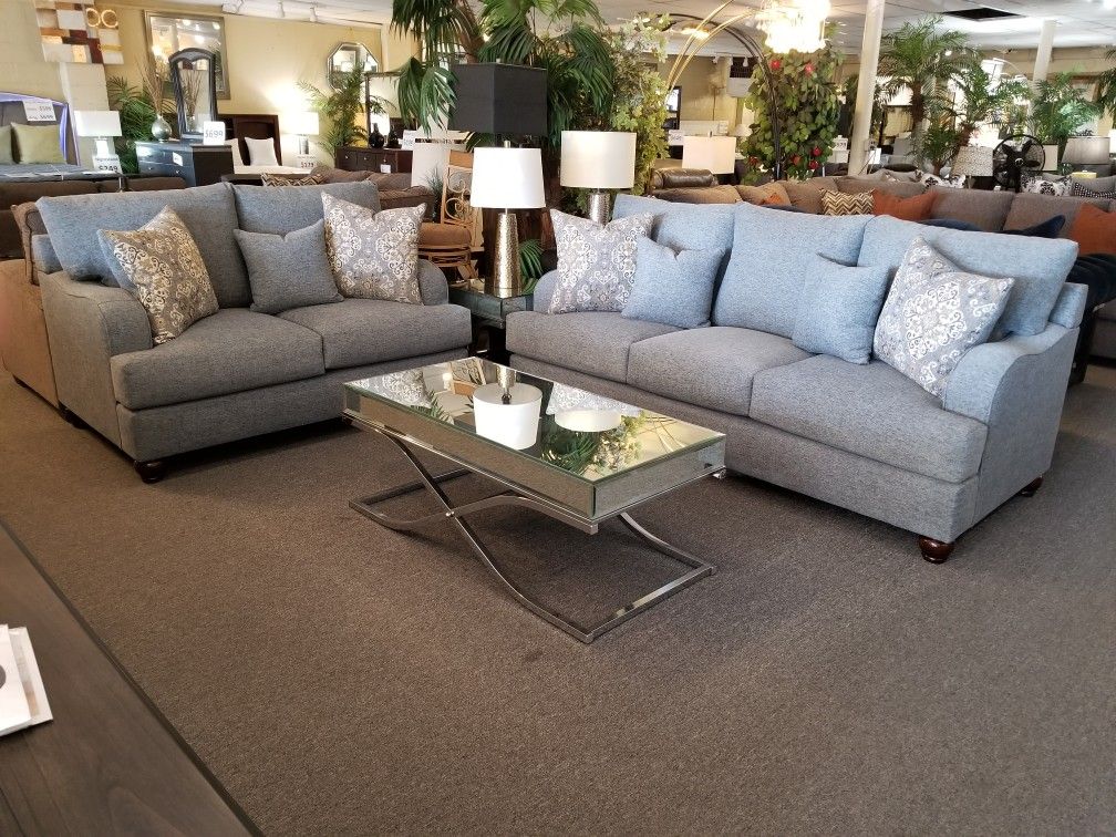 Brand New Gray Linen Sofa + Loveseat 2PCs Set