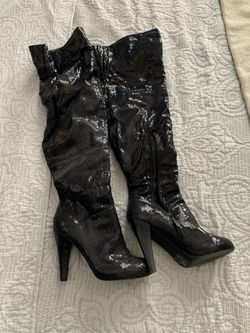 Sequin Over The Knee Boots - Size 10