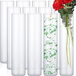 12 Pack Glass Cylinder Vases Clear Flower Vase Tall Floating Candle Holders Centerpiece Vases for Table Home Wedding Decorations Formal Dinners