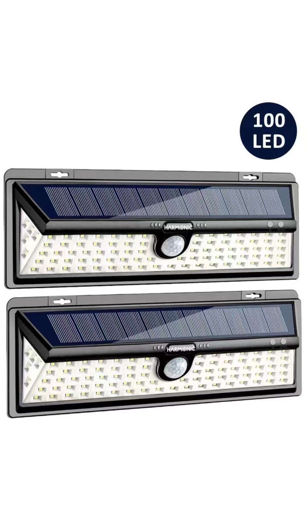 Solar Lights Outdoor, 100 LED Motion Sensor Light with 270° Wide Angle, 3 Optional Modes IP65 Waterproof Solar Security Wall Lights for Garden, Front 