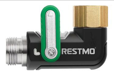New Restmo 1-way hose splitter / 90-degree shut-off valve (Model 0-HS-1A90)
