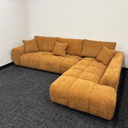 Open-box Caramel Large L-shape Sofa In Perfect Condition
