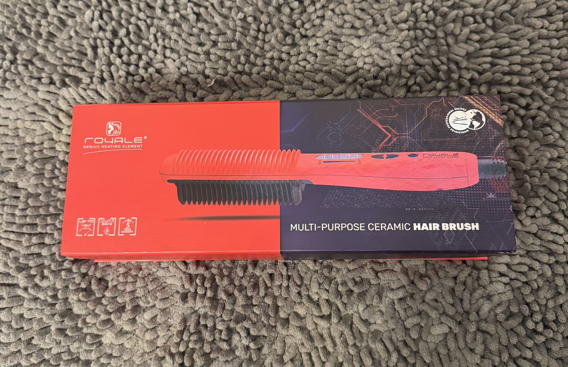 Royale Multi-Purpose Ceramic Hair Brush - Red. Open Box (Unused)