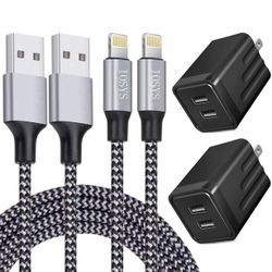 iPhone Fast Charger,USB Wall Charger 2Pack[Apple MFi Certified] Dual Port USB Wall Charger Block Plug with Long 6FT Fast Charging Lightning Cable Cord