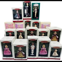 EXC Barbie Hallmark Lot Of 18 Keepsake Ornaments Collectors Series 1993-96