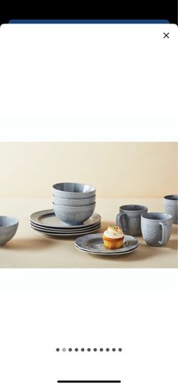 Gray Floral Dinnerware Set for 12 – 48 Pieces