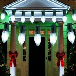 C9 LED Christmas Lights Outdoor Waterproof - 2-Pack (50FT) 50 Shatterproof Bulbs, String Lights, Connectable Commercial Grade String Lights, 