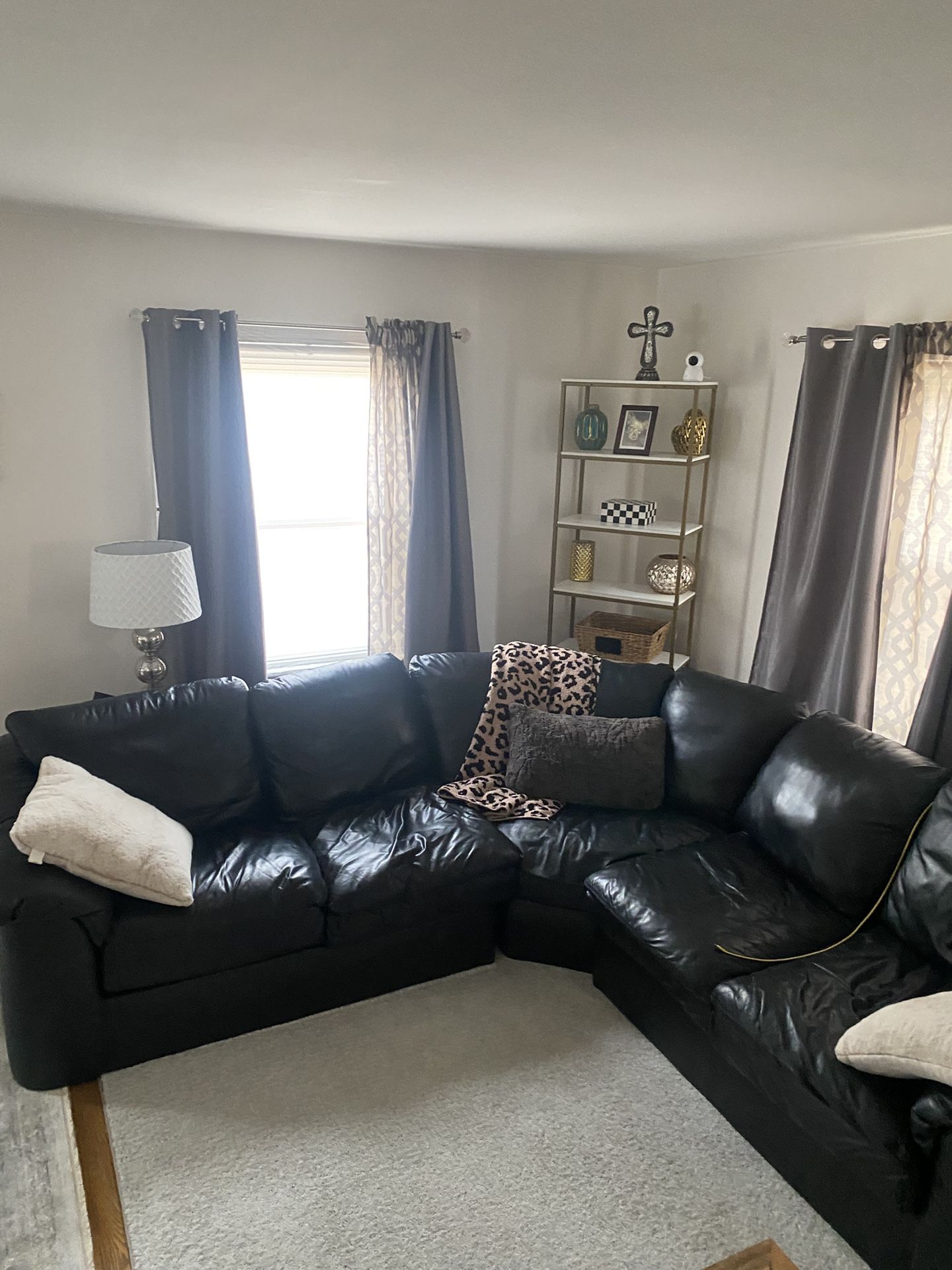 Black Leather Sectional