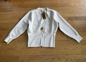 Lizette Collection LC White V-neck Cardigan Size XL