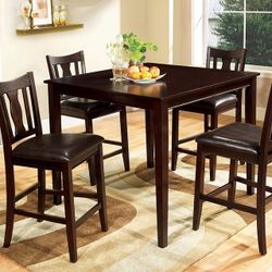 Brand New Espresso 5pc Counter Height Dining Table Set