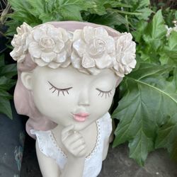Cute Girl Flower Pot With Drainer 
