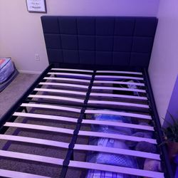 Dark Grey Queen Size Bed Frame 