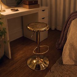 Gold Mushroom Stool – Sculptural Adjustable Vanity Stool