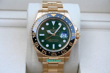ROLEX 116718 GMT MASTER II 18K YELLOW GOLD GREEN DIAL - T8348