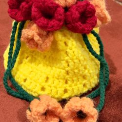 🧶 Handmade Crochet Drawstring Pouch – Cute, Cozy & Reusable
