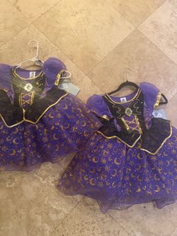 DISNEY GIRL'S MINNIE MOUSE HALLOWEEN WITCH GOWN + MATCHING WITCH HAT SIZE 4T