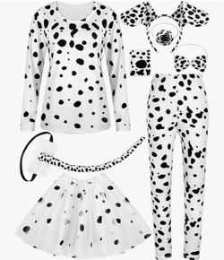 Women’s Dalmatian Halloween Costume Set – 8-Piece Cosplay Outfit 🐾🖤🤍