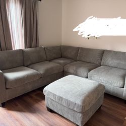 Corduroy Sectional + Ottoman
