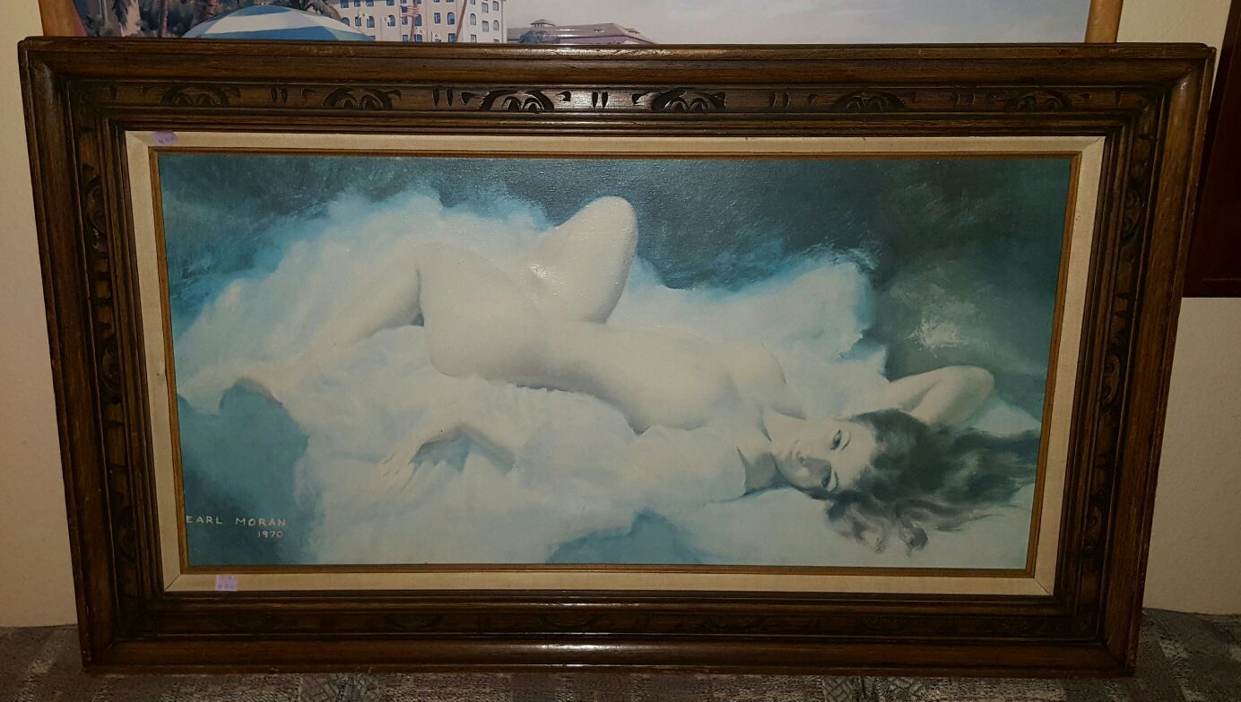 Vintage NUDE GIRL Painting Earl Moran