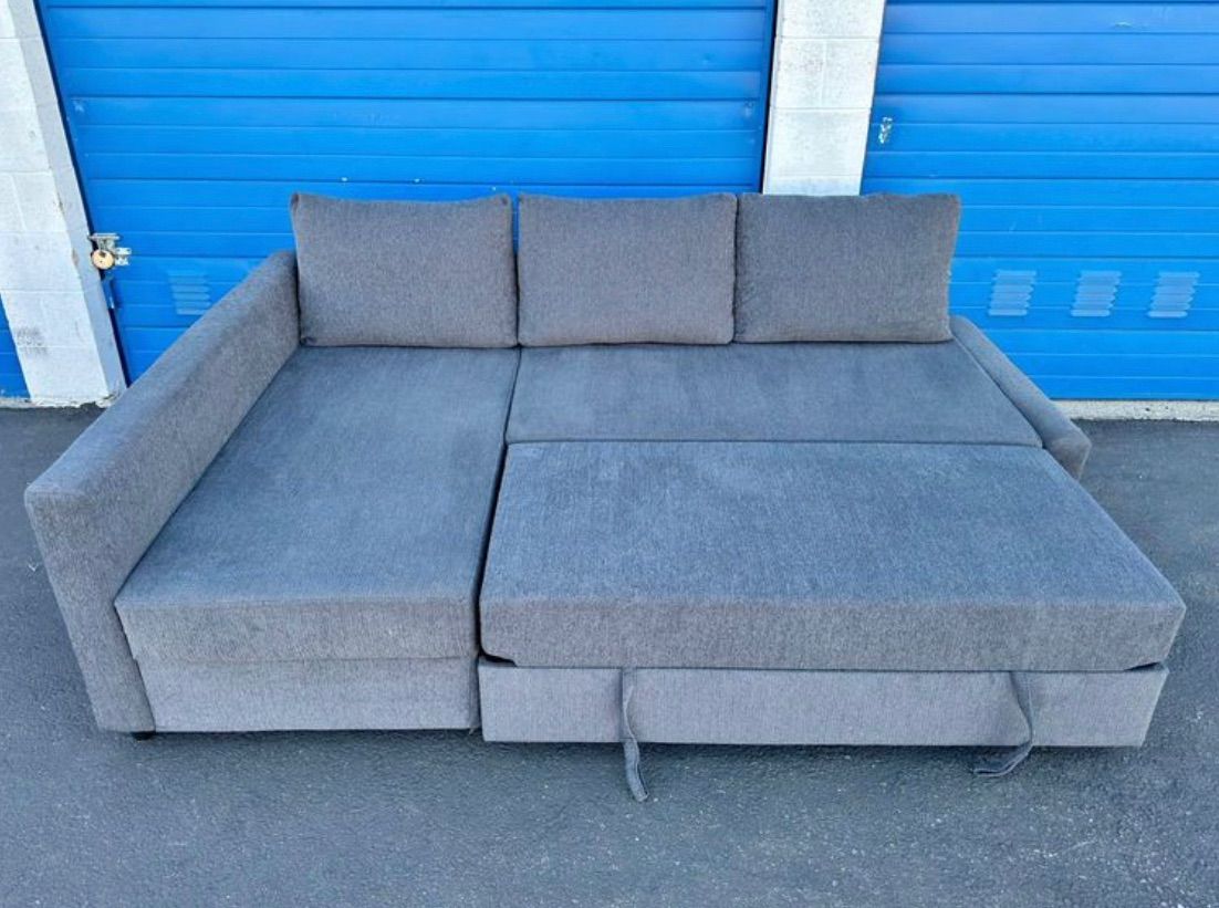 Gray L-Shape Sleeper Sofa with Reversible Storage Chaise