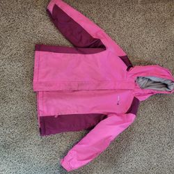 Girls 10-12 Swiss Tech pink winter coat, broken zipper
