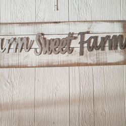 Big  Wood And Metal Farm Sweet Farm Wall Decor. 30in X.12.1/2in.