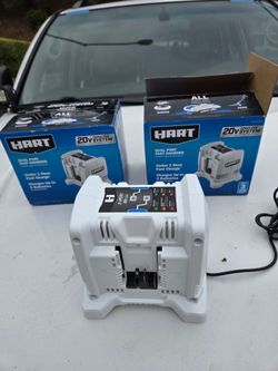 HART battery 🔋 charger 20v two fast chargers,  2 regular chargers,  plus a CORDLESS RATCHET type C  rechargeable 1/4" drive. I can deliver free near