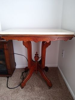 Gorgeous antique Eastlake accent table on wheels