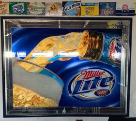Miller Lite Beer Framed Advertising Mirror Sign