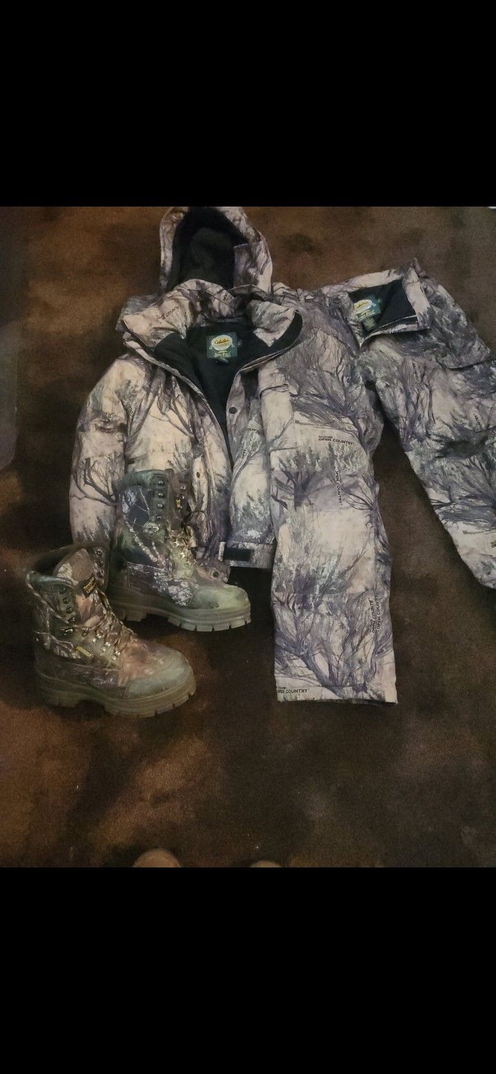 Cabelas Open Country Jacket Pants Set Plus Boots