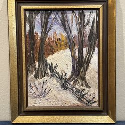 SUZANNE ROUSSIL Listed Canadian Artist Impasto Winter Landscape Oil Painting