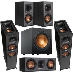 Klipsch Reference Series 5.1 Home Theater Pack with 2X R-625FA Floorstanding Speakers, R-52C Center Channel Speaker, 2X R-41M Bookshelf Speakers